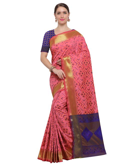 Geometrical woven saree with blouse - 14909562 - Very Small Image - 1