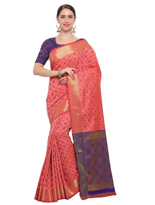 Zari bordered woven saree with blouse - 14909564 - Standard Image - 1