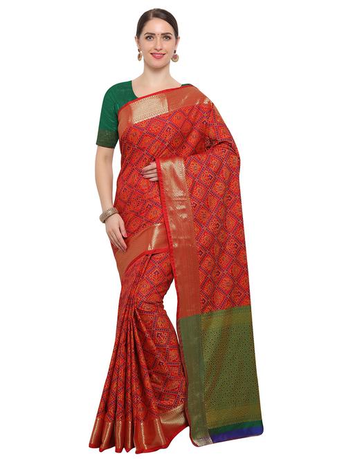 Zari bordered woven saree with blouse - 14909568 - Standard Image - 1
