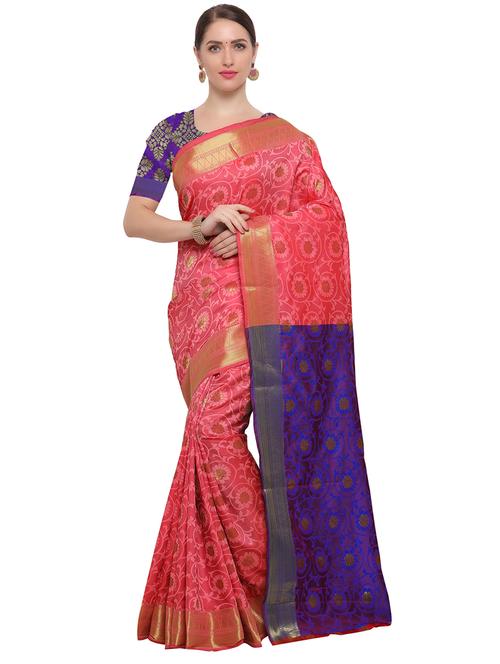 Zari floral woven saree with blouse - 14909573 - Standard Image - 1