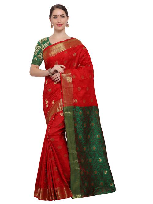 Zari floral woven saree with blouse - 14909574 - Standard Image - 1