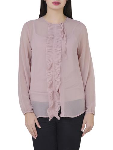 purple georgette ruffled top - 14909792 - Very Small Image - 1