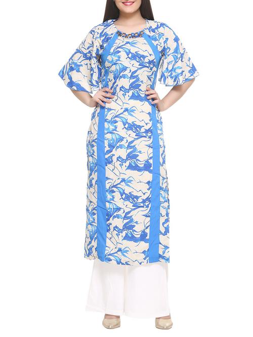 blue georgette straight kurta - 14910028 - Standard Image - 1