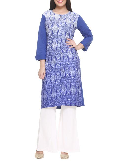 blue georgette straight kurta - 14910030 - Standard Image - 1