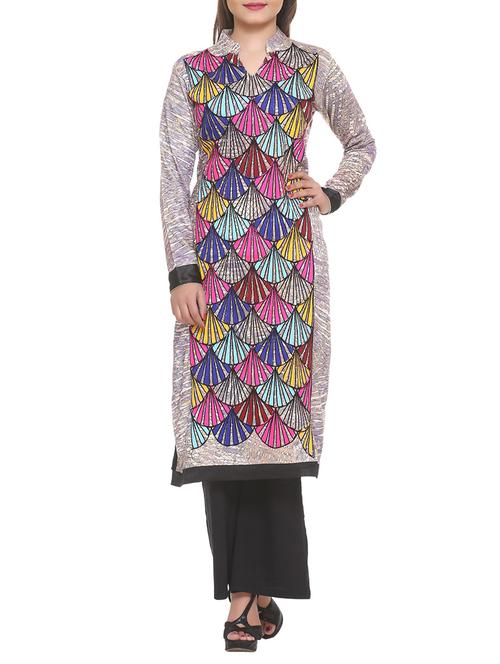 yellow cotton blend straight kurta - 14910038 - Standard Image - 1