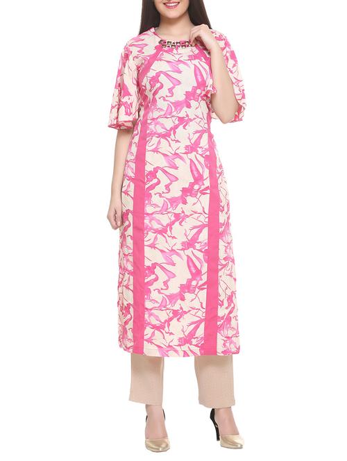 pink georgette straight kurta - 14910046 - Standard Image - 1
