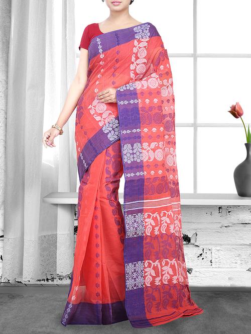 pink cotton handloom saree - 14910057 - Standard Image - 1