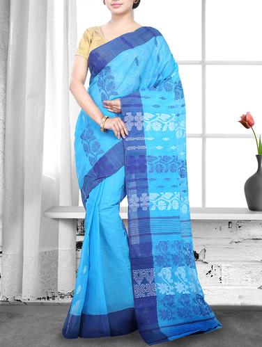 blue cotton handloom saree - 14910060 - Very Small Image - 1