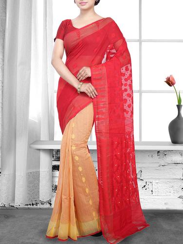 red cotton silk handloom saree - 14910094 - Very Small Image - 1