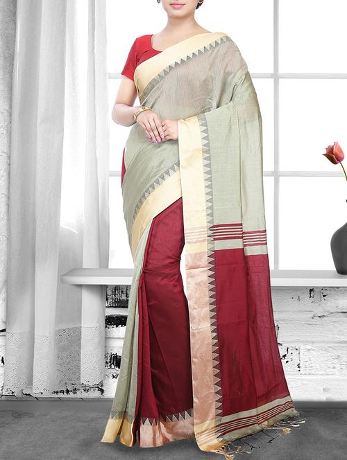 cream cotton handloom saree - 14910113 - Standard Image - 1