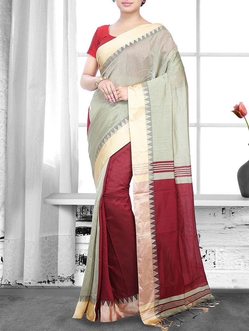 cream cotton handloom saree - 14910113 - Zoom Image - 1