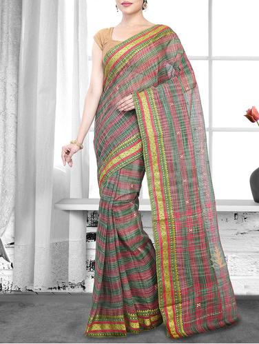 grey cotton handloom saree - 14910142 - Very Small Image - 1