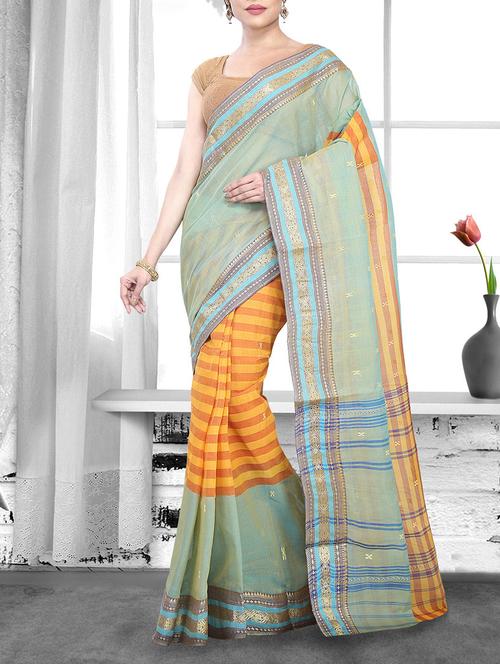blue handloom saree - 14910150 - Standard Image - 1
