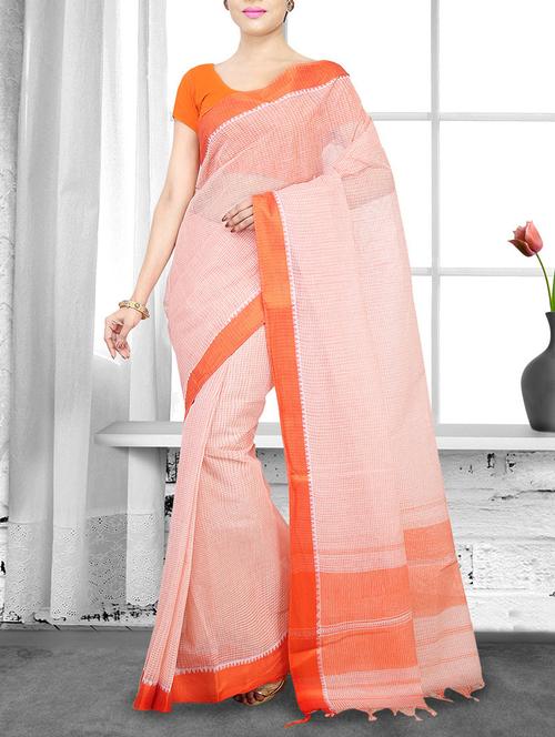 orange cotton handloom saree - 14910163 - Standard Image - 1