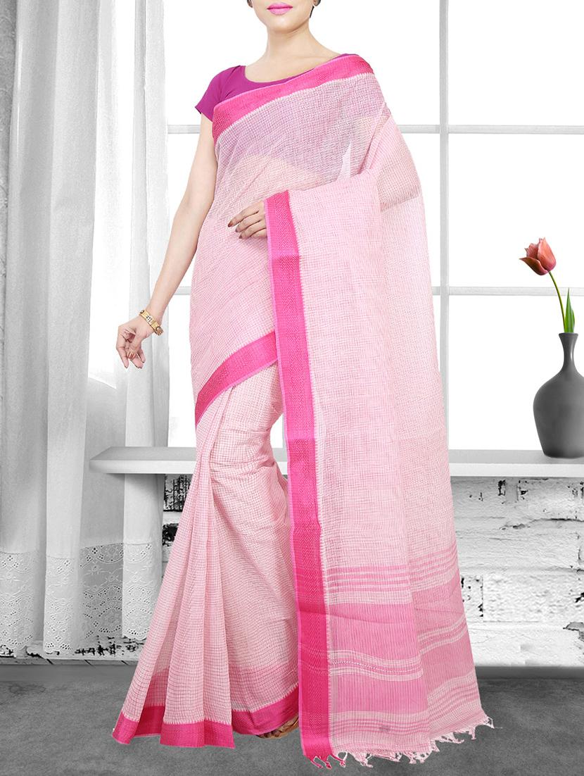 pink cotton handloom saree - 14910165 - Zoom Image - 1