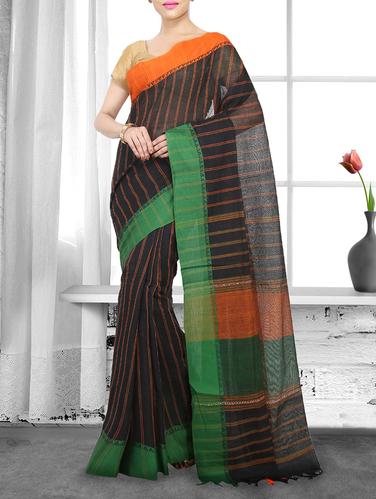 black cotton handloom saree - 14910187 - Very Small Image - 1