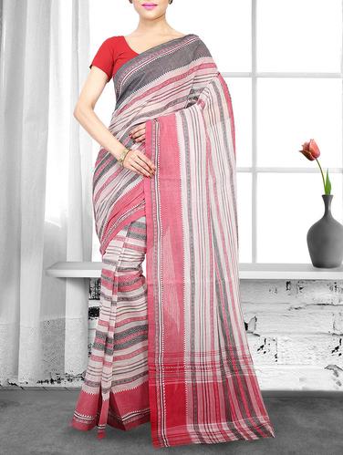 grey cotton handloom saree - 14910189 - Very Small Image - 1