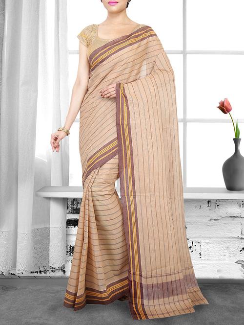 beige cotton handloom saree - 14910203 - Very Small Image - 1
