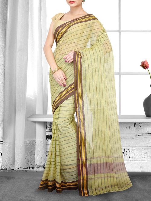 green cotton handloom saree - 14910204 - Very Small Image - 1