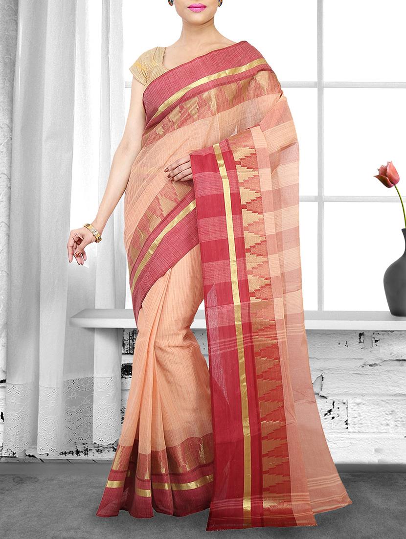 solid bordered tant saree - 14910209 - Zoom Image - 1