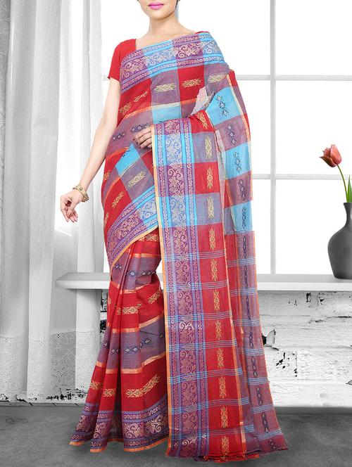 multi cotton handloom saree - 14910214 - Very Small Image - 1