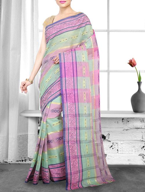 multi cotton handloom saree - 14910215 - Very Small Image - 1