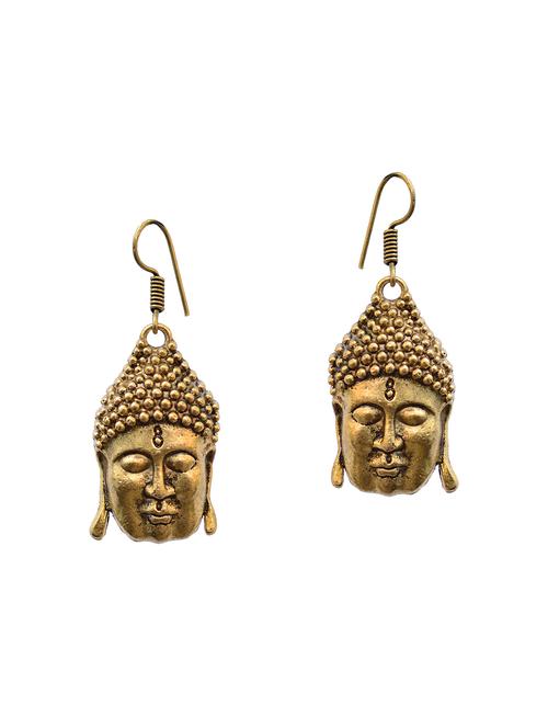 brown colored metal drop earrings - 14910270 - Very Small Image - 1