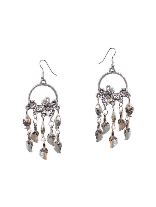 silver oxidized metal drop earrings - 14910301 - Very Small Image - 1