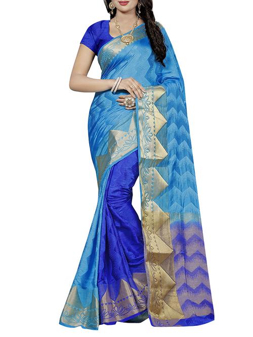 sky blue cotton silk woven saree with blouse - 14910536 - Very Small Image - 1