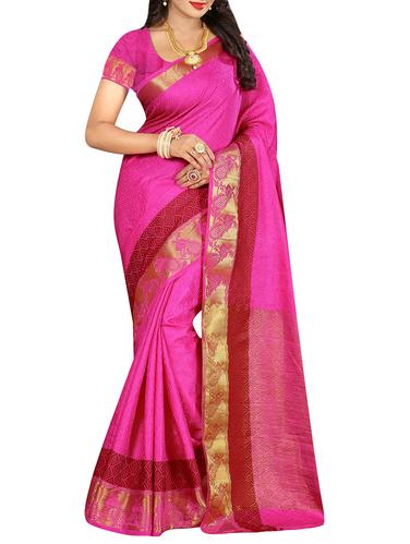 pink cotton silk woven saree with blouse - 14910589 - Very Small Image - 1