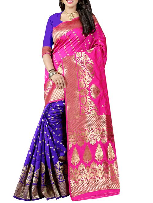 pink cotton silk banarasi saree with blouse - 14910594 - Very Small Image - 1