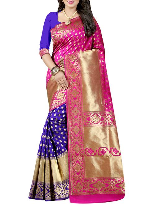 pink cotton silk banarasi saree with blouse - 14910602 - Very Small Image - 1