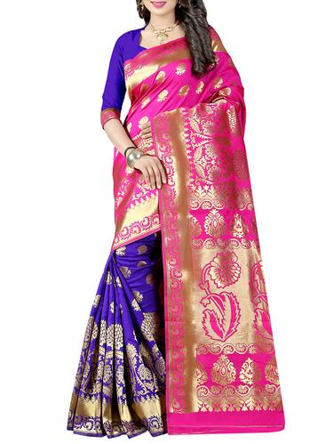 pink cotton silk banarasi saree with blouse - 14910618 - Very Small Image - 1