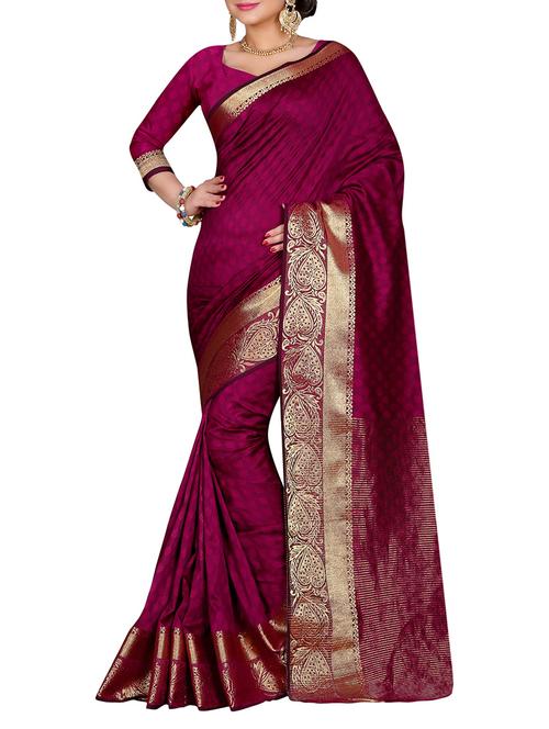 magenta cotton silk woven saree with blouse - 14910624 - Standard Image - 1