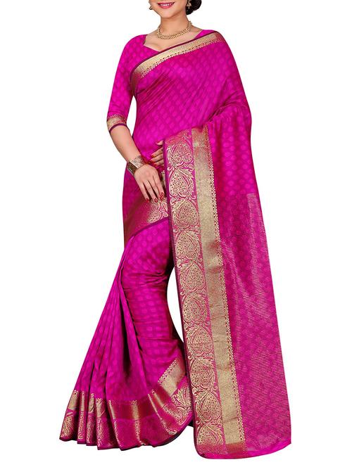 pink cotton silk woven saree with blouse - 14910626 - Standard Image - 1