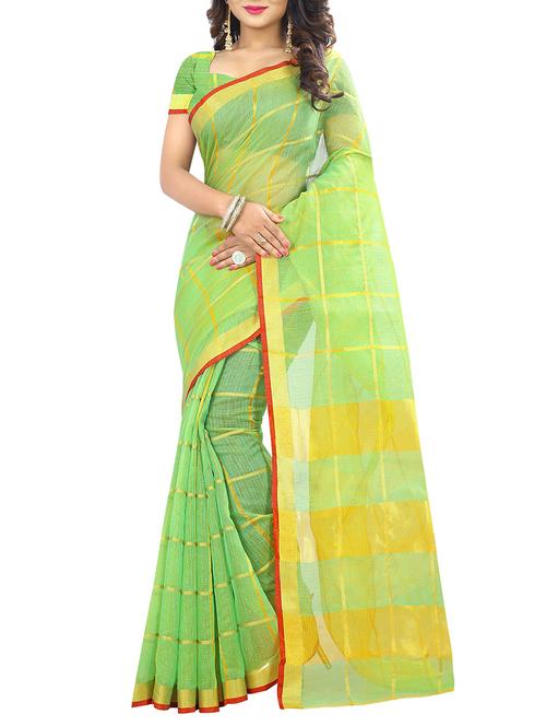 green cotton silk woven saree with blouse - 14910632 - Standard Image - 1