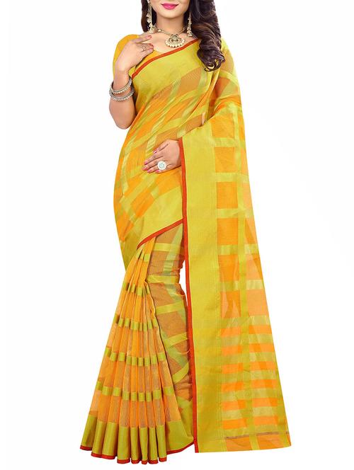 yellow cotton silk woven saree with blouse - 14910639 - Standard Image - 1