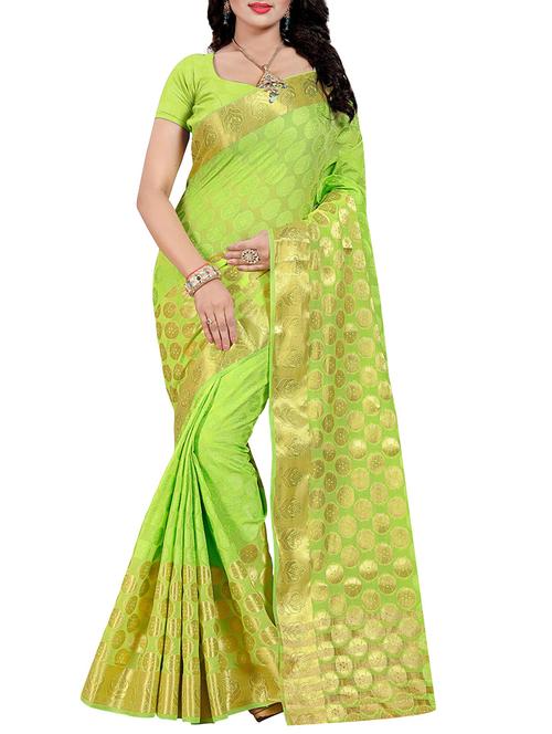green cotton silk banarasi saree - 14910656 - Very Small Image - 1