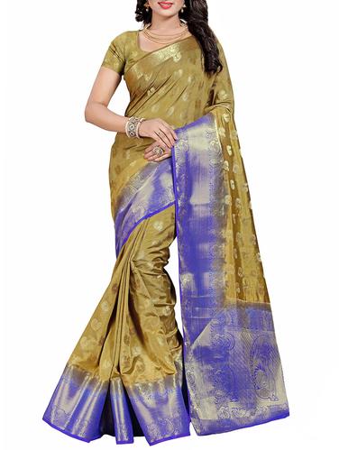 beige cotton silk banarasi saree with blouse - 14910671 - Very Small Image - 1