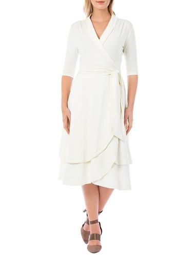 I WEAR MY STYLE white polyester belted dress - 14910718 - Very Small Image - 1