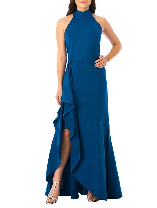 I WEAR MY STYLE blue georgette assymetric dress - 14910724 - Very Small Image - 1
