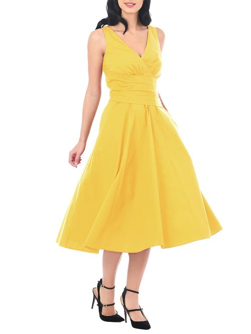I WEAR MY STYLE yellow poly blend a-line dress - 14910726 - Very Small Image - 1