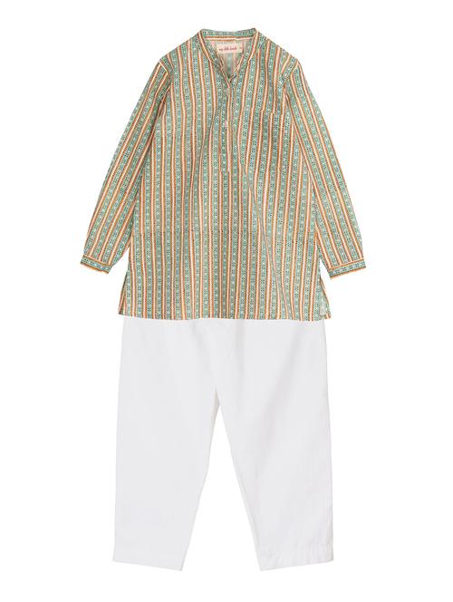 green cotton kurta set - 14910728 - Standard Image - 1