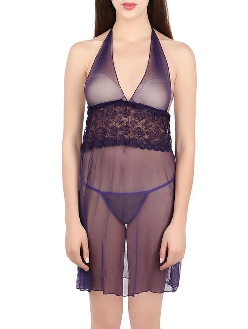 purple halter neck babydoll - 14910909 - Very Small Image - 1