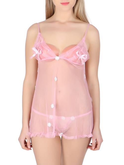 pink v neck babydoll - 14910934 - Very Small Image - 1