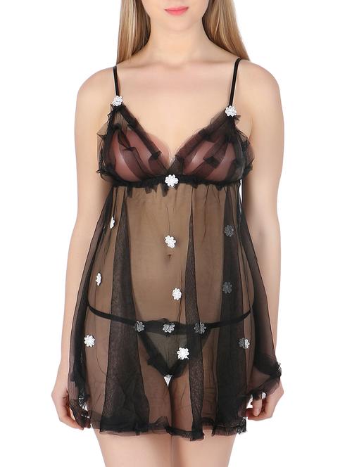 black v neck babydoll - 14910937 - Very Small Image - 1