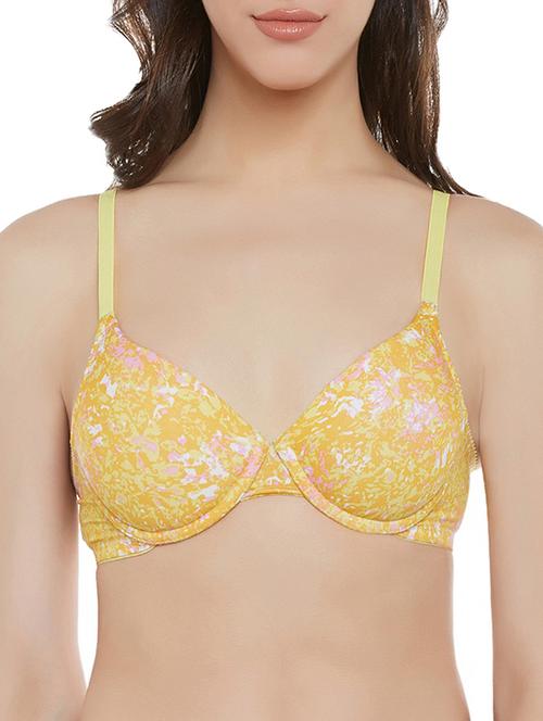 yellow printed plunge bra - 14911252 - Standard Image - 1