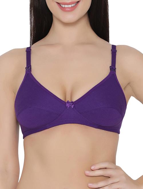 solid purple cotton blend bra - 14911265 - Standard Image - 1