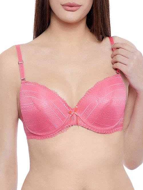 solid pink lace bra - 14911285 - Standard Image - 1
