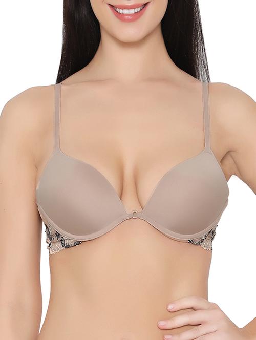 beige polyamide plunge bra - 14911292 - Very Small Image - 1